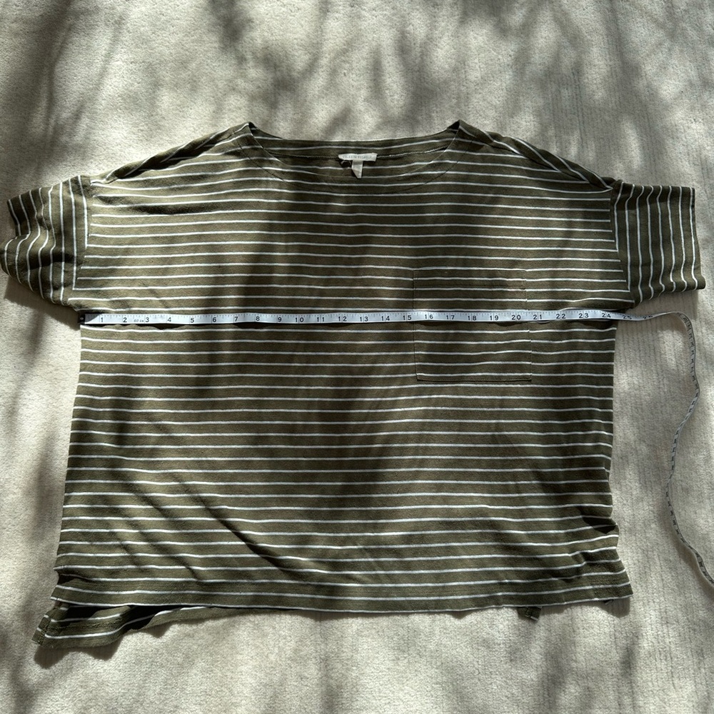 Striped Olive Green T-Shirt by Eileen Fisher